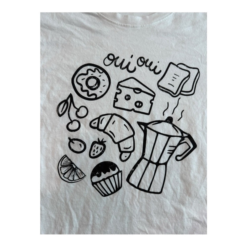 Gianni Bini White Graphic “Oui Oui” Brunch T-Shirt - Picture 2 of 3